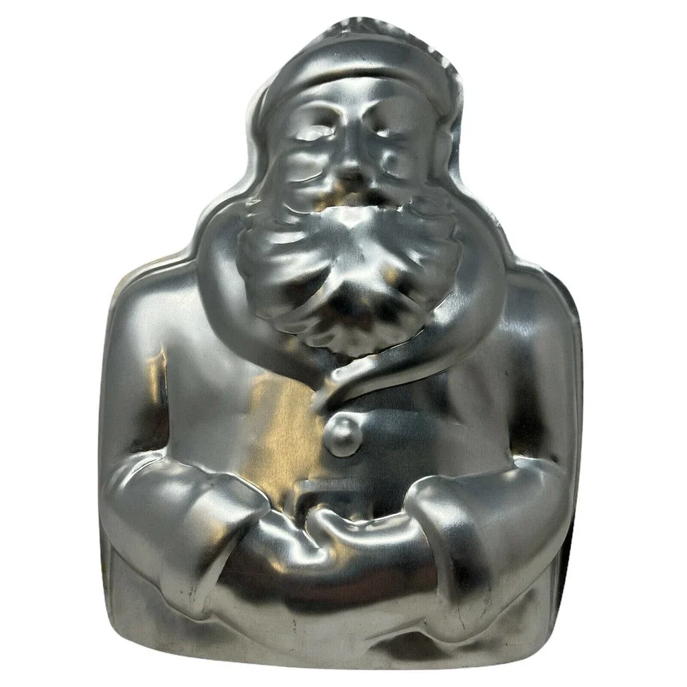 Vintage Santa Claus Cake Pan Jello Mold Double Sided Baking Tin Holiday Xmas‎